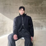 冬季加棉毛呢拼皮短款立领加厚棉衣外套5217P165，男装棉衣，电商A246