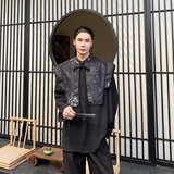 春季新中式复古提花披肩假两件立领长袖男女衬衣风衬衫2642P125，男装衬衫，电商A246