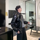 新款立领皮衣外套男宽松休闲百搭机车服夹克上衣A246-2159-P135，男装皮衣，电商A246