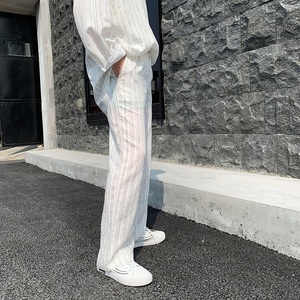 夏季新款设计感小众宽松条纹气质阔腿男长裤A261-9009-P65图片