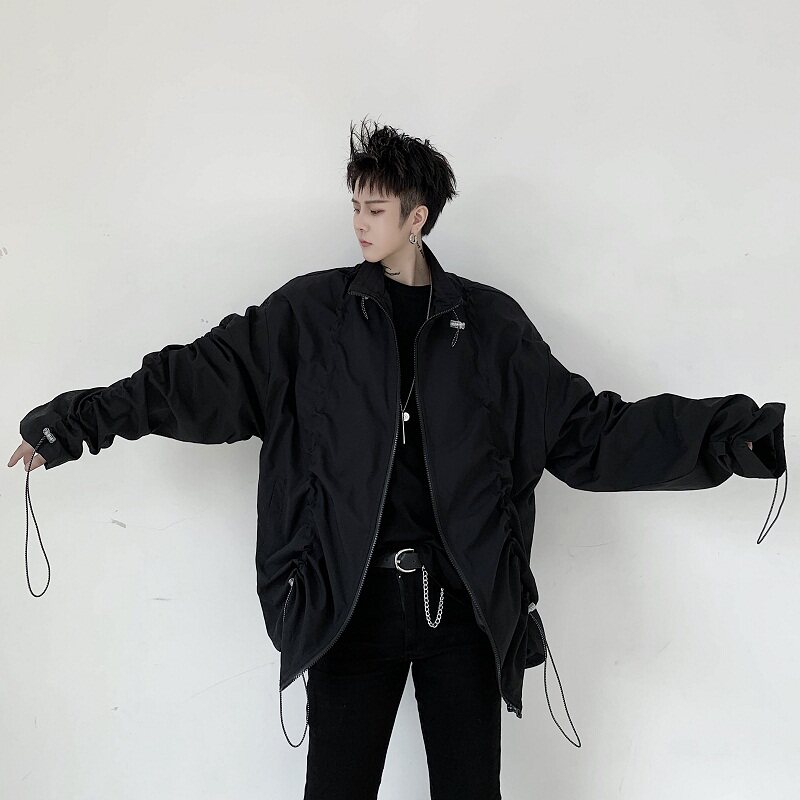 山本暗黑个性抽带立领小众褶皱设计外套A261-6814-P105图片