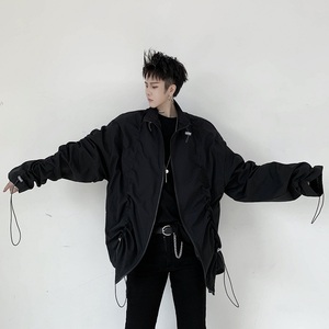 山本暗黑个性抽带立领小众褶皱设计外套A261-6814-P105图片