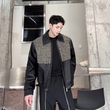 新款时尚休闲气质拼接皮衣外套上衣A2492-P145，男装皮衣，电商A246