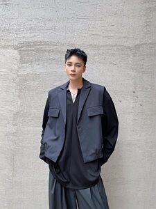 韩版西服领马甲外穿潮流时髦无袖搭配男坎肩外套3704-P85图片