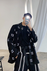 早秋网红INS潮流反光字母个性百搭男女宽松西服A261-9931-P125,服装单品搭配网站图片
