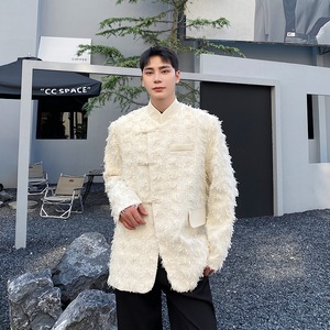 秋冬个性流苏编织立领盘扣西服潮流复古风休闲加厚外套5190P155图片