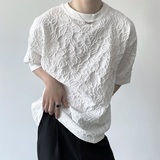 夏季简约禁欲系提花面料圆领短袖男T恤潮流百搭韩版半袖2393P70，男装T恤，电商A246