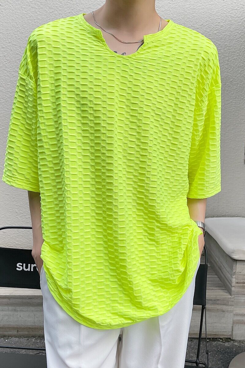 个性提花潮流V领百搭休闲短袖A246-3701-P50,男装T恤,电商A246