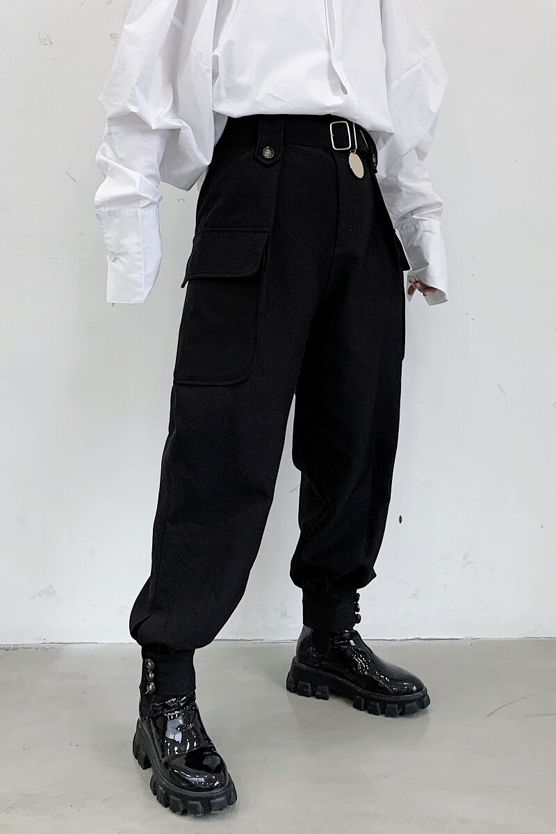 暗黑潮流个性加厚加绒束口腰带时髦百搭长裤2186-1-P85,男装卫衣,电商A246