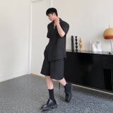 夏季韩版休闲西服领短袖衬衣短裤套装潮流雅痞时髦两件套5148P125，男装牛仔裤，电商A246