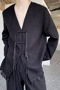 秋冬新中式盘扣设计男女西服外套潮流痞帅流苏休闲西装2582P145图片