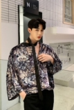 小众走秀款丝绒提花飘带圆领宽松七分下男衬衣A261-2081-P70，男装衬衫，电商A246