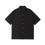 山本暗黑系个性毛巾绣提花翻领短袖男衬衣潮流衬衫3642P75，男装T恤，电商A246