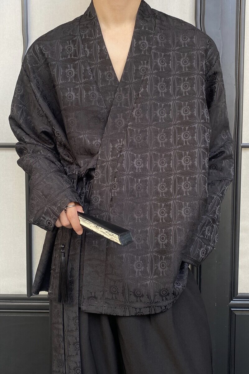 春季新款立体提花中式禅意长袖男女衬衣复古风系带衬衫3535P95,男装衬衫,电商A246
