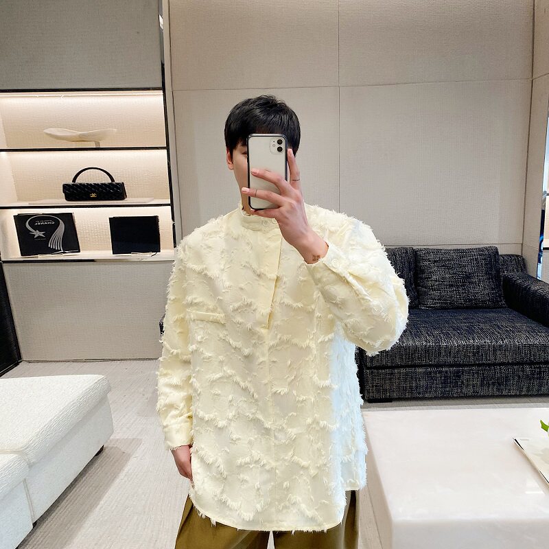 春季新款立领套头长袖男女衬衣个性流苏提花潮流衬衫3547P95,男装衬衫,电商A246