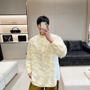 春季新款立领套头长袖男女衬衣个性流苏提花潮流衬衫3547P95图片