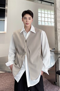 简约冷淡风潮流百搭男马甲气质设计纯色外搭坎肩2480P85图片