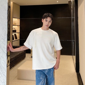 夏季新中式盘扣玉佩流苏设计原领短袖男女T恤复古休闲上衣9772P75图片
