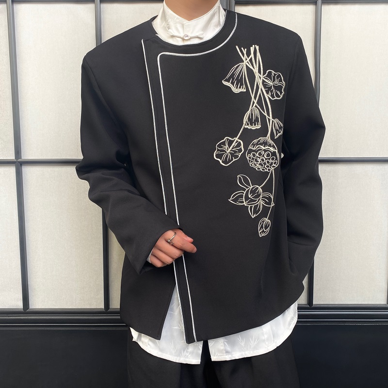 春季新中式刺绣圆领男女西服外套潮流风禅意上衣夹克5212P135，男装西服，电商A246