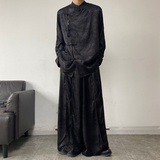 春季新中式锦缎提花盘扣流苏压襟立领长袖男女衬衣风5224P100，男装衬衫，电商A246