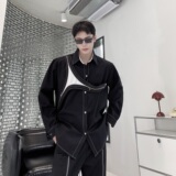 新款个性痞帅拉链拼接时尚潮流机能风翻领衬衣外套5097-P105，男装衬衫，电商A246