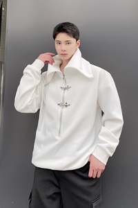 秋冬暗黑机能风个性飞机扣翻领加厚男卫衣套头拉链立领3669P85图片