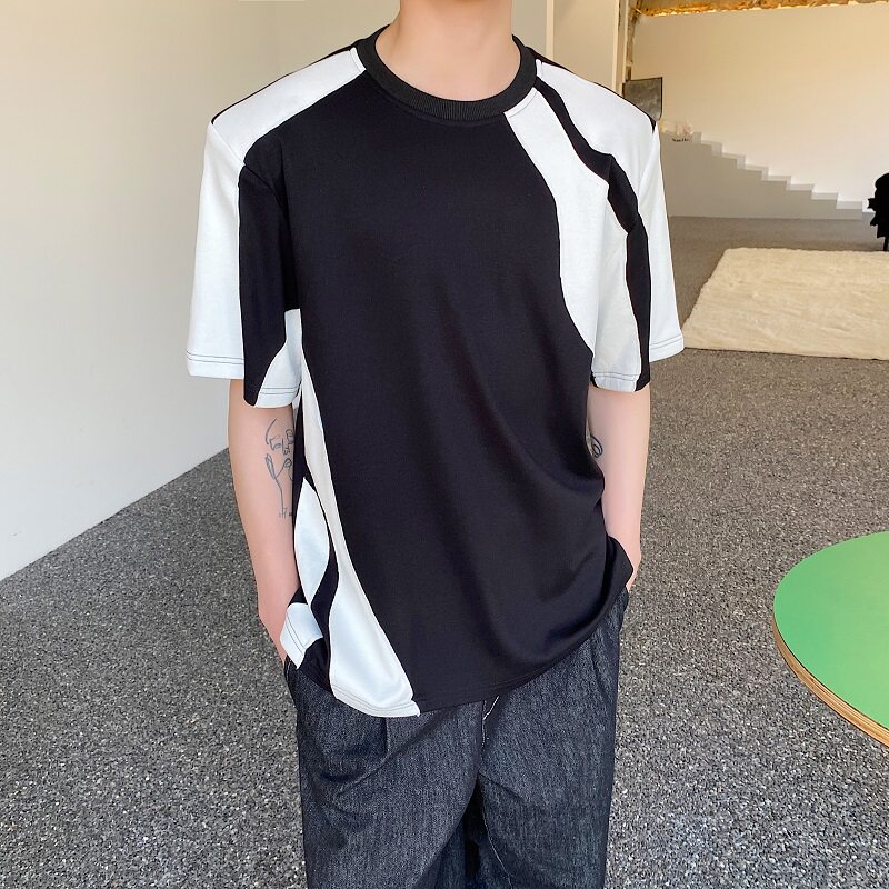夏季山本暗黑毛边切割撞色设计圆领男女短袖T恤潮流百搭2550P75图片