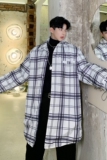 冬季复古格纹宽松长款加棉衬衣A261-9096-P115，男装衬衫，电商A246