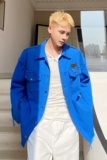 春季小众设计款克莱因蓝毛边洗水短款男夹克翻领潮流外套3603P115，男装夹克，电商A246