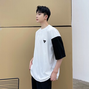 夏季撞色圆领个性时尚圆领韩版半袖T恤A246-3870-P45图片