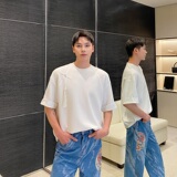 夏季新中式盘扣玉佩流苏设计原领短袖男女T恤复古休闲上衣9772P75，男装T恤，电商A246