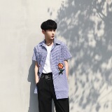原创设计个性条纹绣花男款半袖衬衣A261-516-P55，男装T恤，电商A246