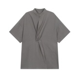 夏季复古个性立领交叉门襟设计短袖衬衣A246-3506-P65，男装衬衫，电商A246