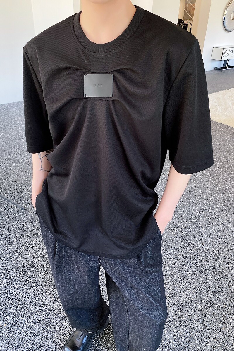 夏季美式潮牌休闲圆领短袖男T恤个性褶皱设计宽松短袖5147P70,男装T恤,电商A246