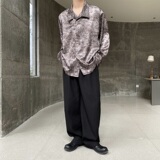 春季新中式缎面立领长袖男女衬衣个性金属盘扣风衬衫2644P105，男装衬衫，电商A246