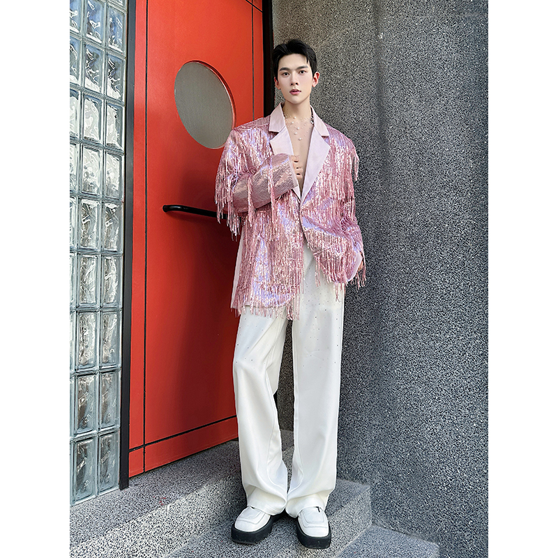 潮流新款亮片流苏设计西服外套舞台表演服6835P195，男装西服，电商A246