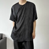 设计款复古缎面新中式提花立领衬衣A246-6817-P85，男装衬衫，电商A246