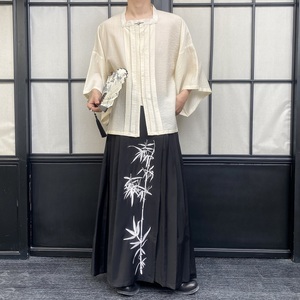 夏季新中式方领中袖男女衬衣复古风汉服衬衫3573P95图片