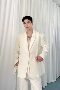 秋季简约休闲套装个性开衩西服气质直筒长裤痞帅两件套6826P235图片