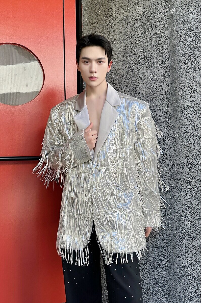 潮流新款亮片流苏设计西服外套舞台表演服6835P195,男装西服,电商A246