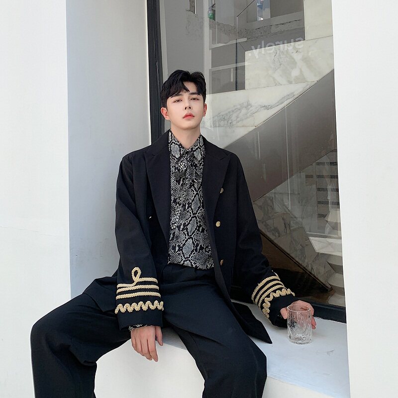 痞帅个性气质制服感时髦西服男宽松休闲外套9057-P125,男装西服,电商A246