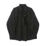 个性绑带设计时尚宽松百搭衬衣A246-2303-P65，男装衬衫，电商A246