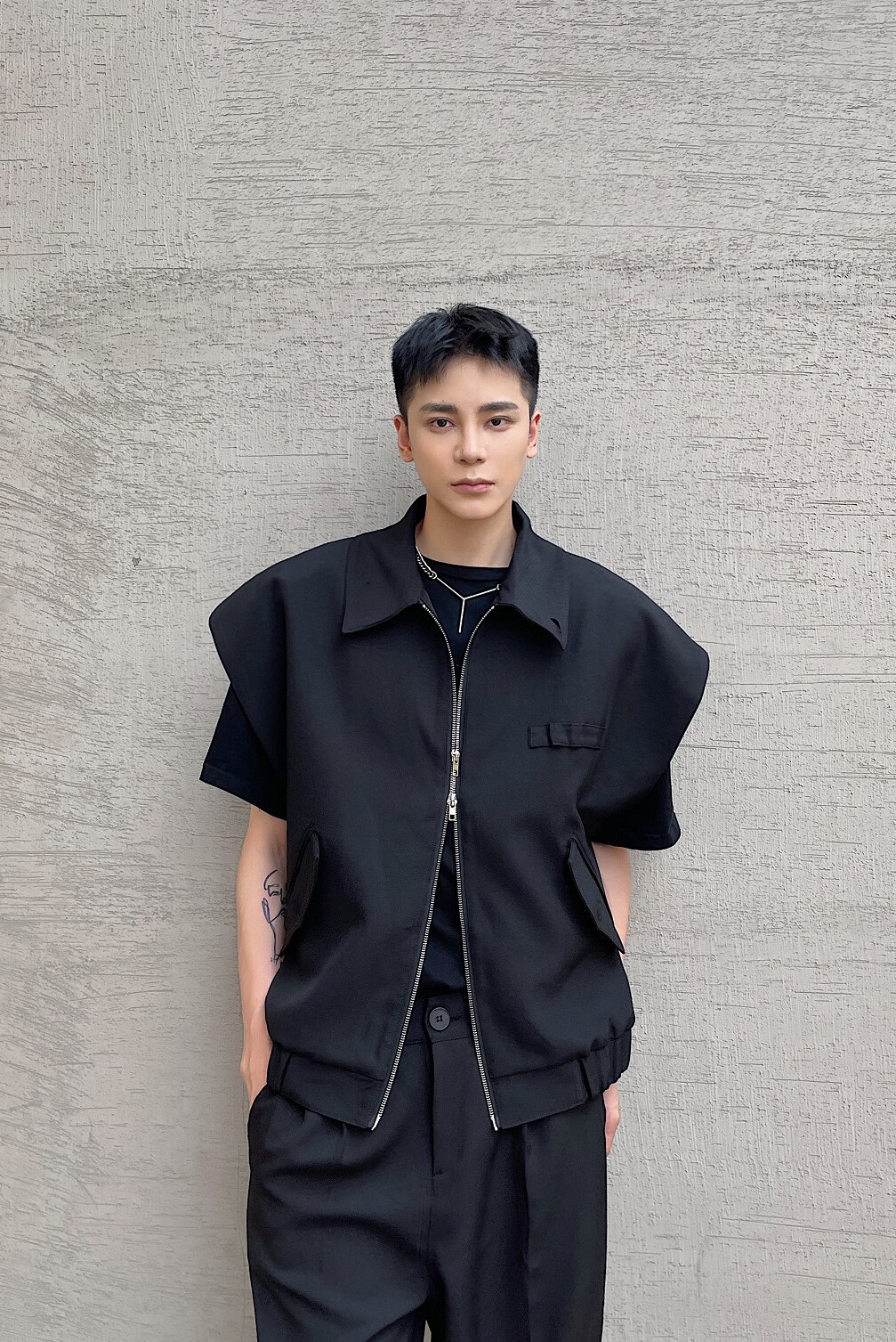 早秋设计款高级简约韩版外搭马甲翻领拉链潮流无袖坎肩3706-P90,男装背心/马甲,电商A246