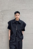 早秋设计款高级简约韩版外搭马甲翻领拉链潮流无袖坎肩3706-P90，男装背心/马甲，电商A246