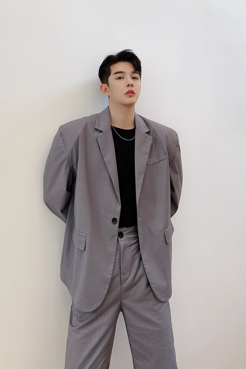原创韩超宽垫肩气质个性小众百搭复古时髦西服A261-3940-P145,男装西服,电商A246