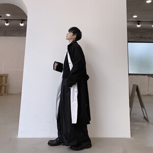 山本暗黑小众黑白撞色里布设计加厚毛呢大衣A261-9082-P145图片