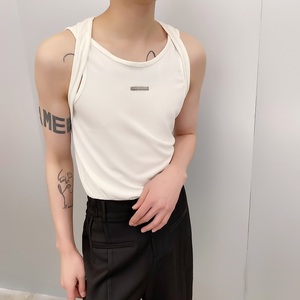 22新款禁欲系纯色肩带设计针织男背心潮流炸街雅痞圆领3789P55图片