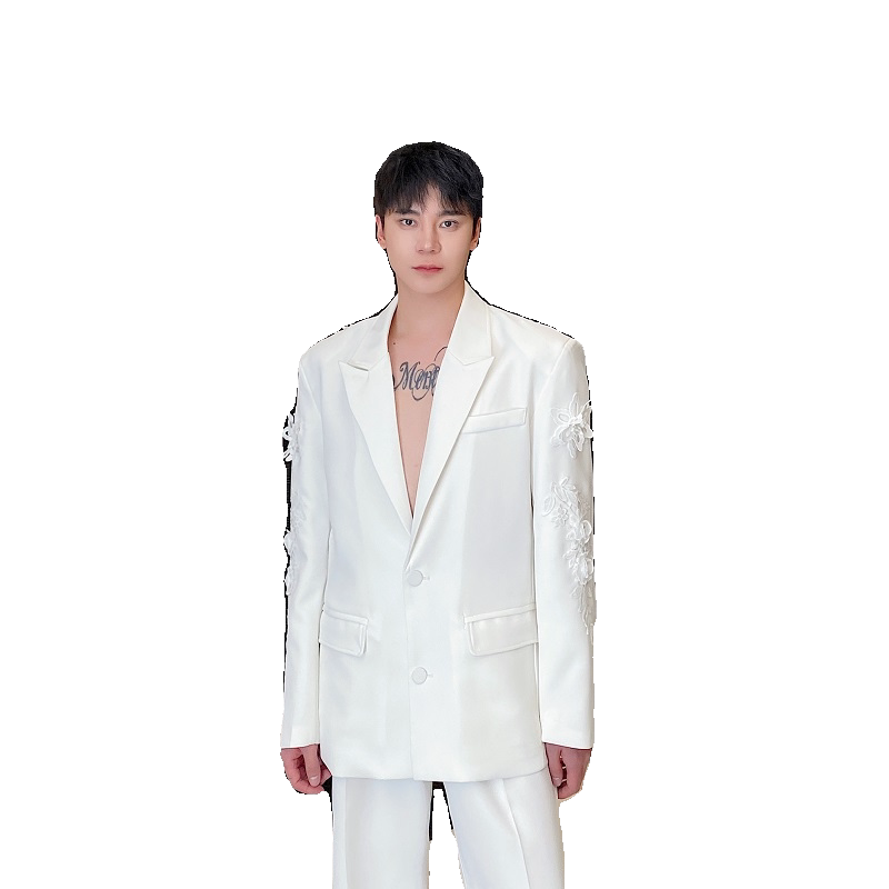 高定立体刺绣花西服长裤套装个性透纱男婚纱礼服5242P285360,男装西服,电商A246