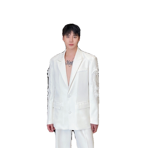 高定立体刺绣花西服长裤套装个性透纱男婚纱礼服5242P285360图片