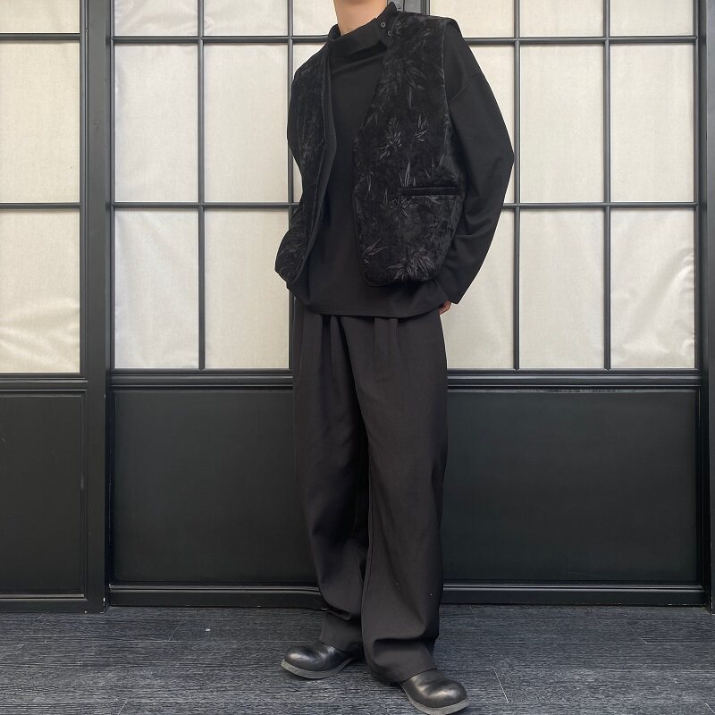 新款新中式风竹叶提花假二件加厚保暖宽松百搭马甲5210-P115,男装背心/马甲,电商A246
